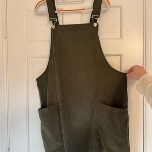 SHEIN Curve Olive Green Corduroy Overalls